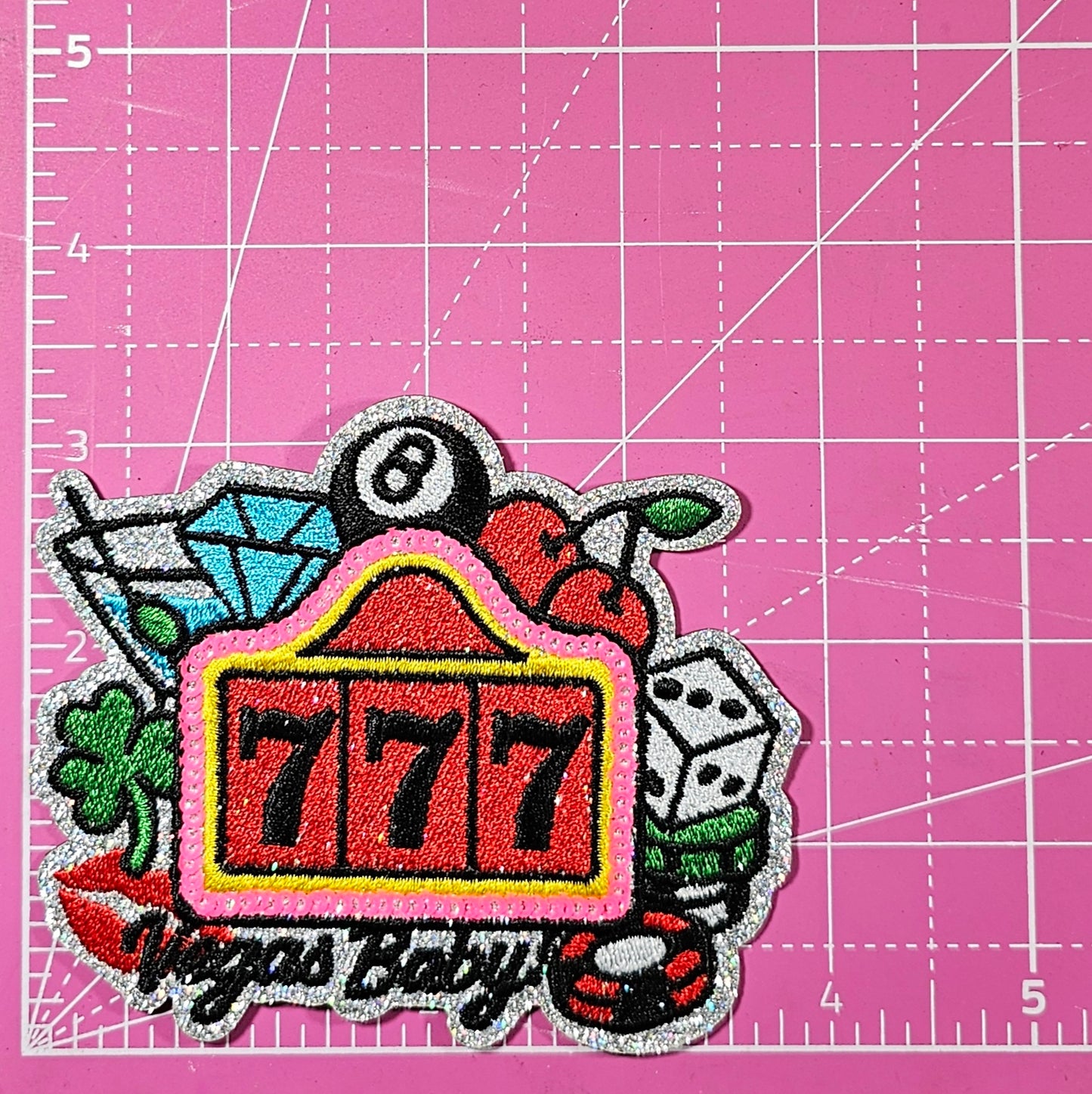 Vegas Baby 8 Ball Dice Slots Gambler Embroidery Iron On Patch