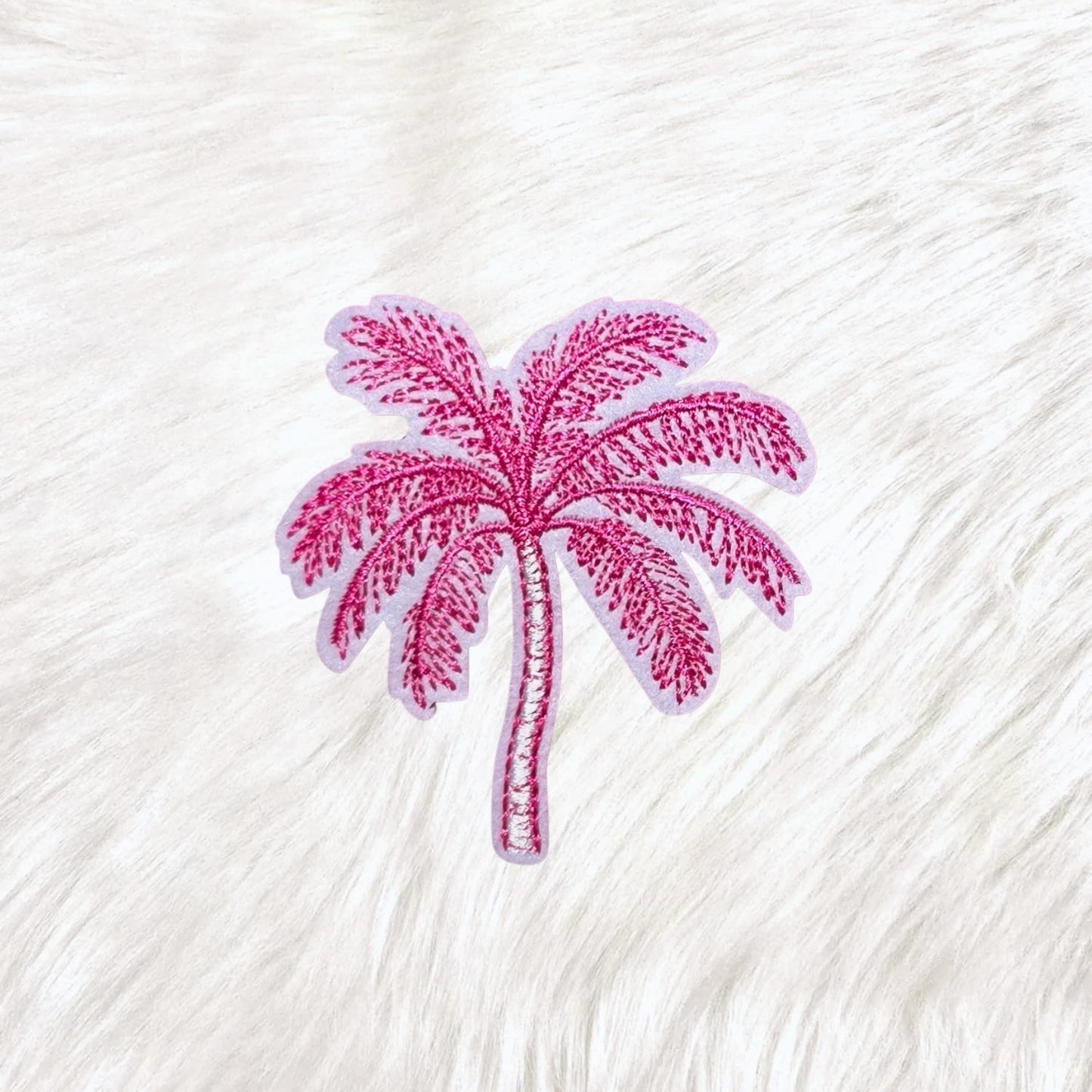 Pink Palm Tree Embroidery Iron On Patch