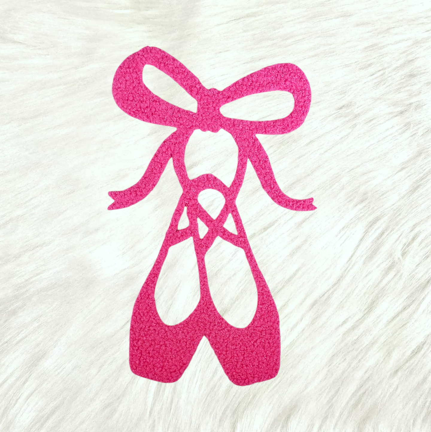 Ballerina Dance Pointe Shoes Bow Fluffy Fuzzy Transfer Patch