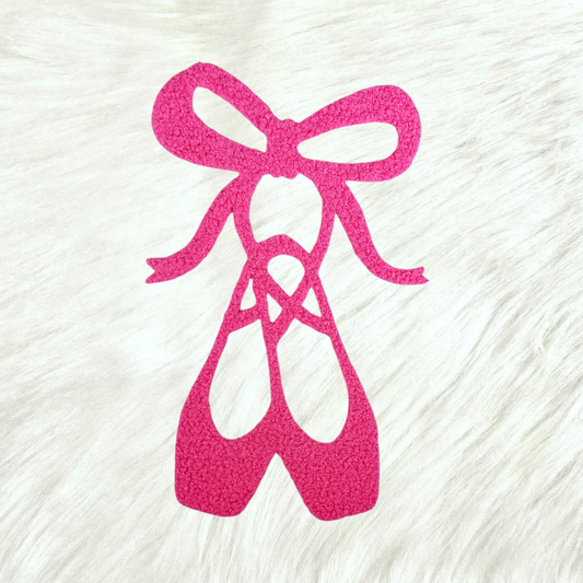 Ballerina Dance Pointe Shoes Bow Fluffy Fuzzy Transfer Patch
