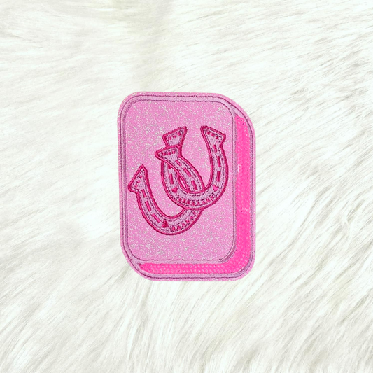 Mahjong Tile Pink Sequin Glitter Iron On Patches