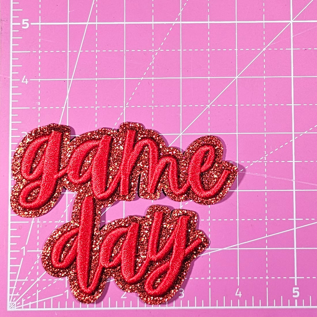Game Day 3D Embroidery Small Glitter Iron On Patch
