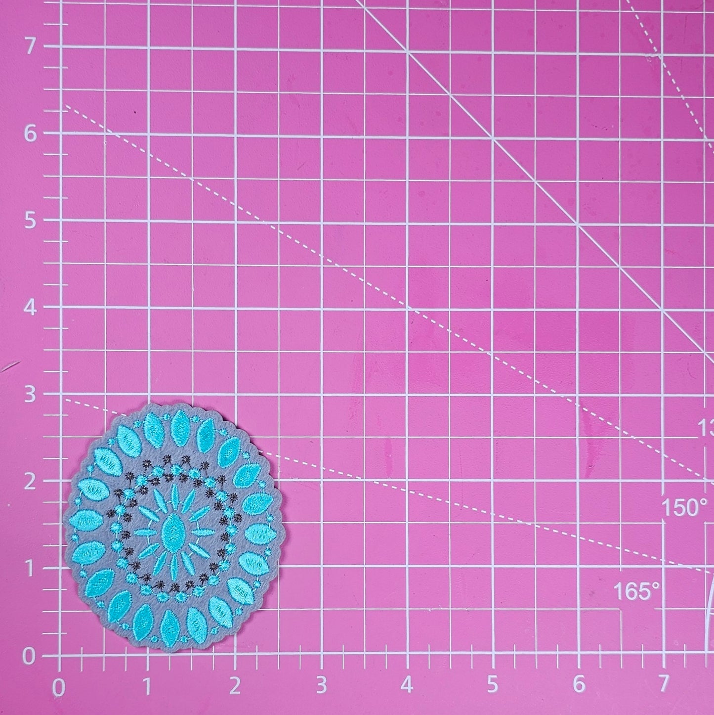 Turquoise Jewelry Brooch Mandala Embroidery Felt Iron On Patch