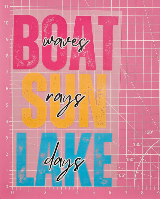 Boat Waves Sun Rays Lake Days DTF Iron On Transfers