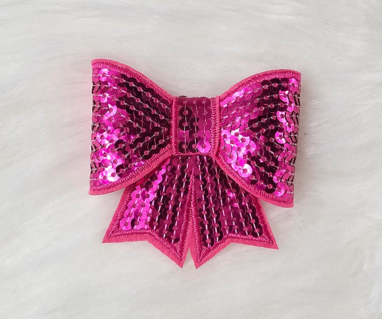 Small Sequin Bow Iron On Patch