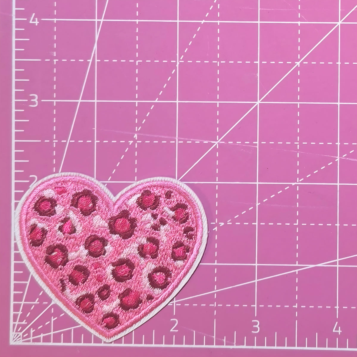 Heart Pink Leopard Print Embroidery Iron on Patch