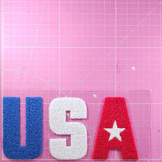 USA Patriotic Fluffy Fuzzy Transfer Patch
