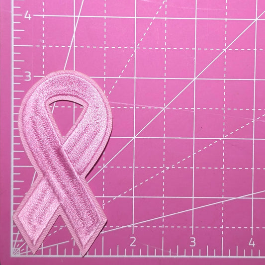 Ribbon Cancer Awareness Pink Embroidery Iron On Patch