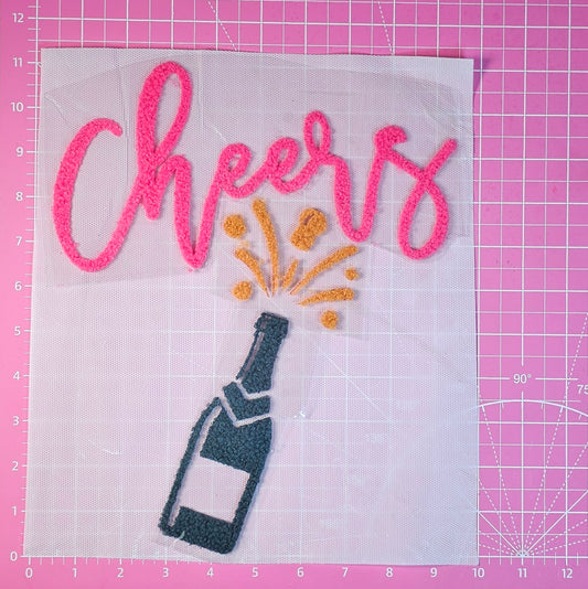 Champagne Cheers Fluffy Fuzzy Transfer Patch