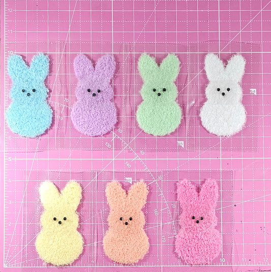 Easter Bunnies Fluffy Fuzzy Rhinestone Transfer Patches