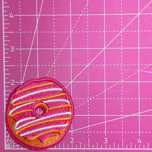 Donut Pink Drizzle Drip Embroidery Iron On Patch
