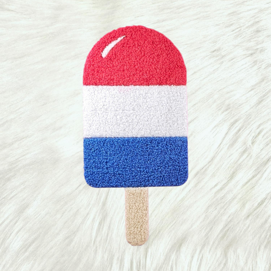 Popsicle USA Patriotic Fluffy Fuzzy Transfer Patch