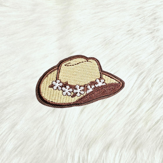 Floral Cowgirl Hat Western Embroidery Iron On Patch