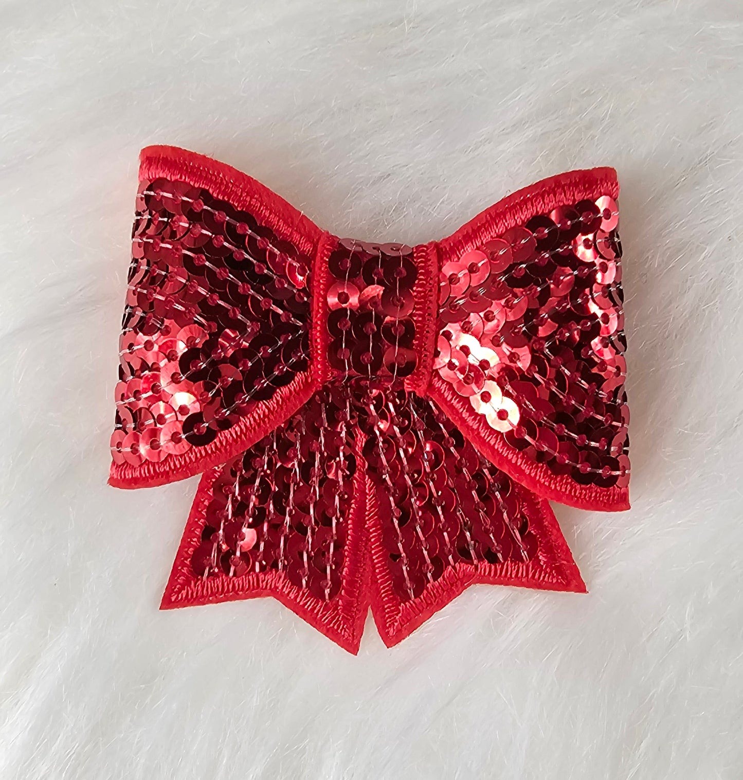 Small Sequin Bow Iron On Patch