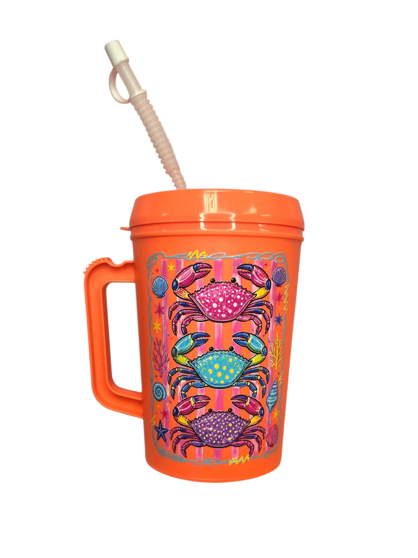 Crab Coastal Striped Mug HIP SIPS Mega Mug 34oz