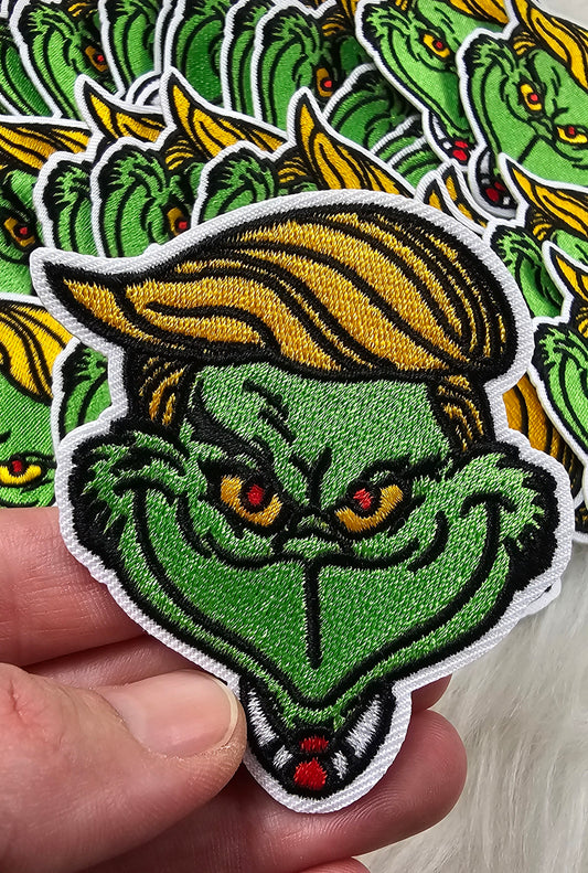 Grinchy Trump Embroidery Iron On Patch