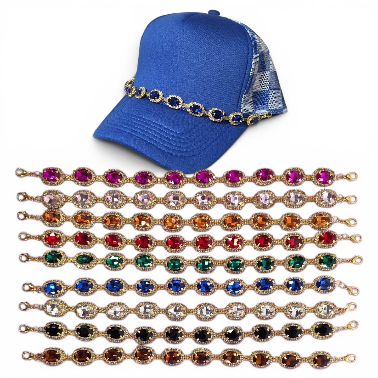 Halo Gem Gold Bling Trucker Hat Chain