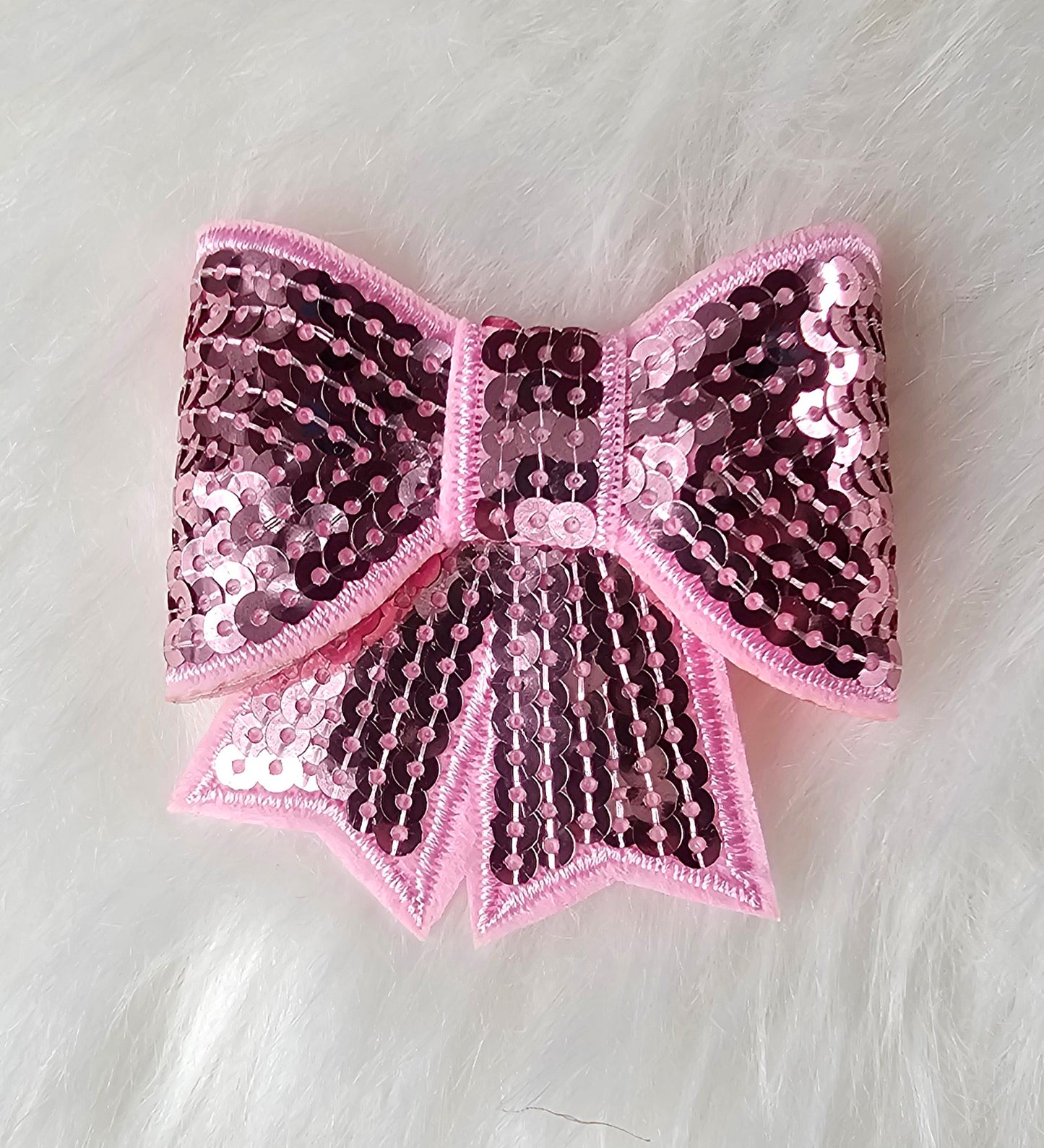 Small Sequin Bow Iron On Patch