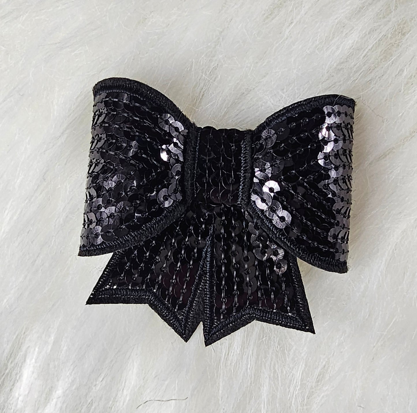 Small Sequin Bow Iron On Patch