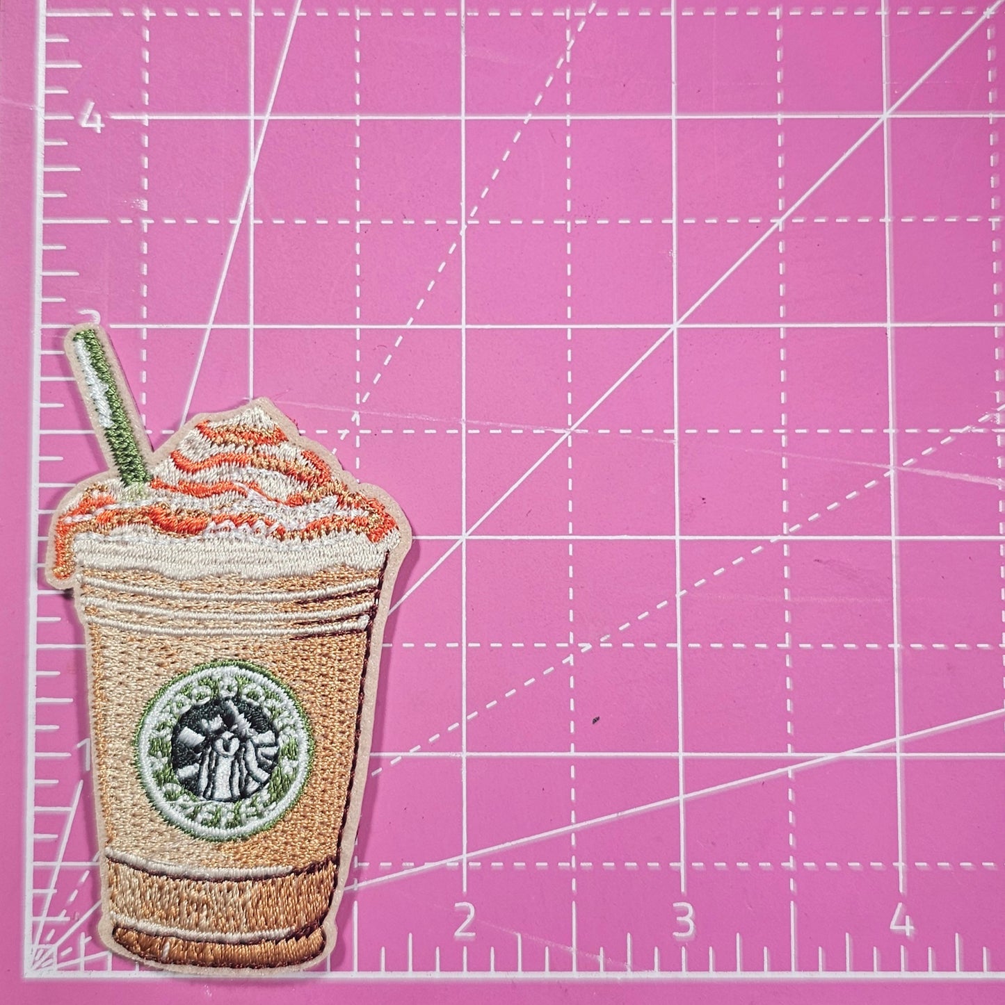 Coffee Latte Iron On Embroidery Patch