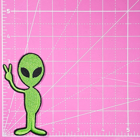Alien Peace UFO Embroidery Iron On Patch