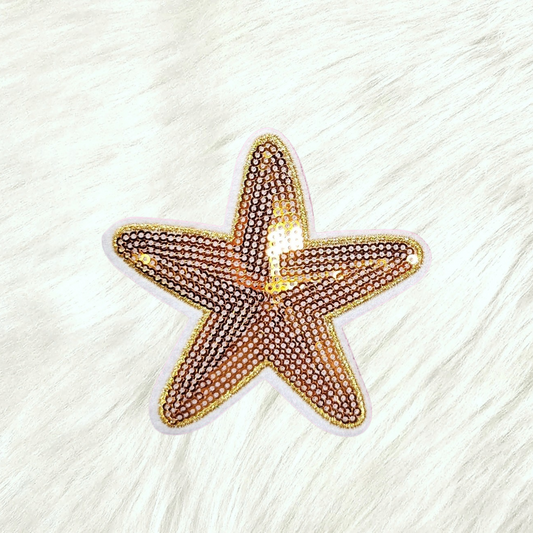 Starfish Gold Sequin Iron On Patch