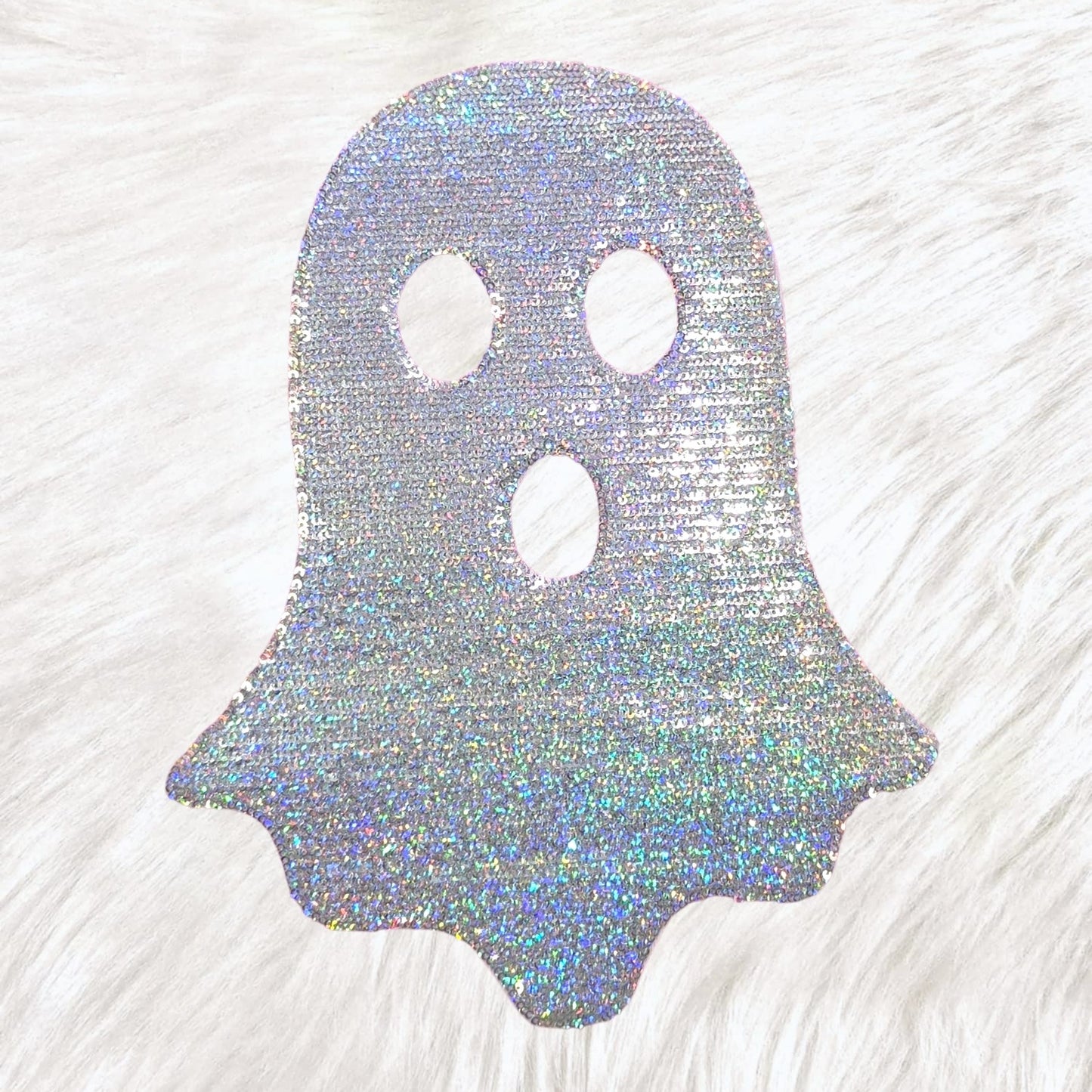 Ghost Halloween Holographic Sequin Large Iron on Patch