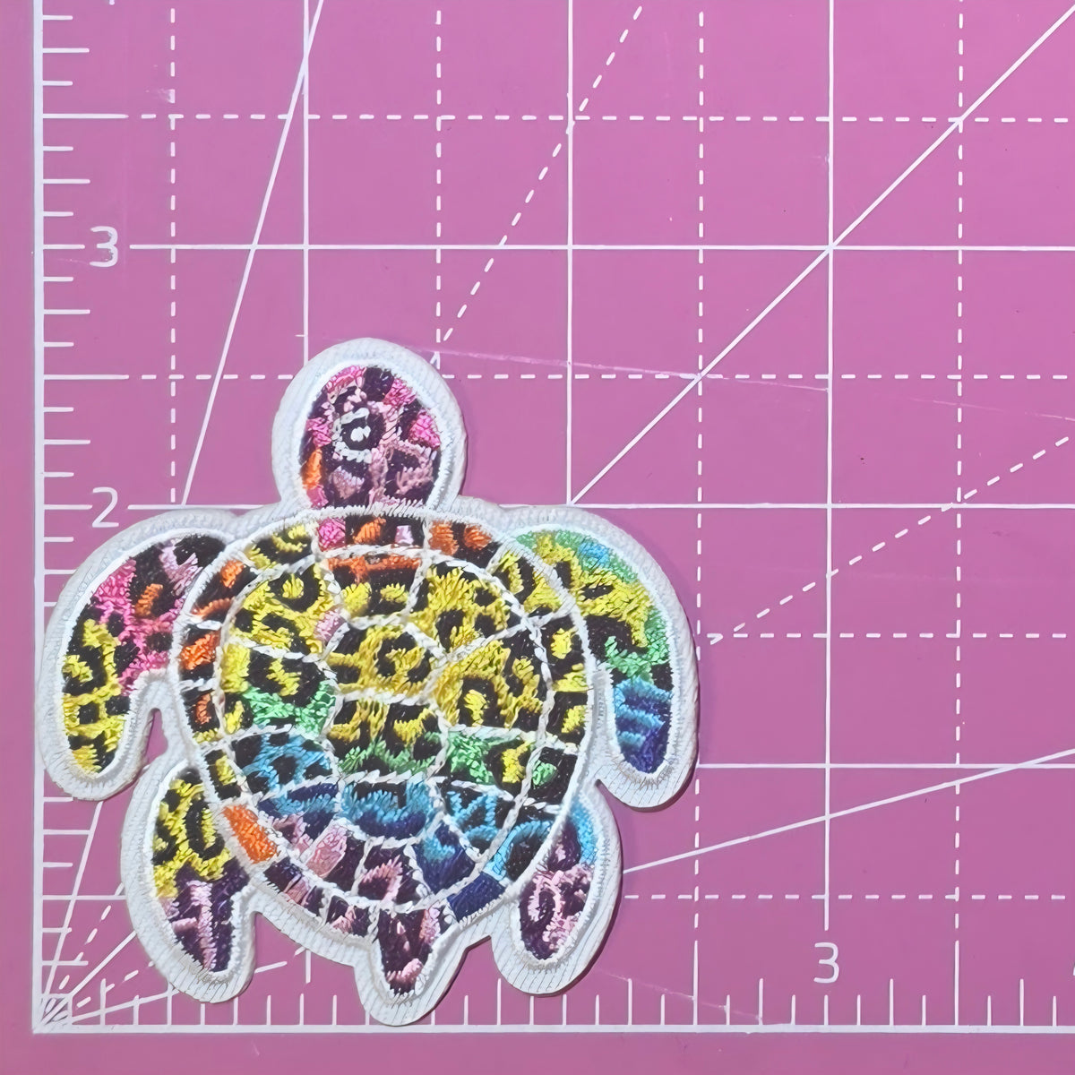 Sea Turtle Leopard Print Neon 90's Iron on Patch