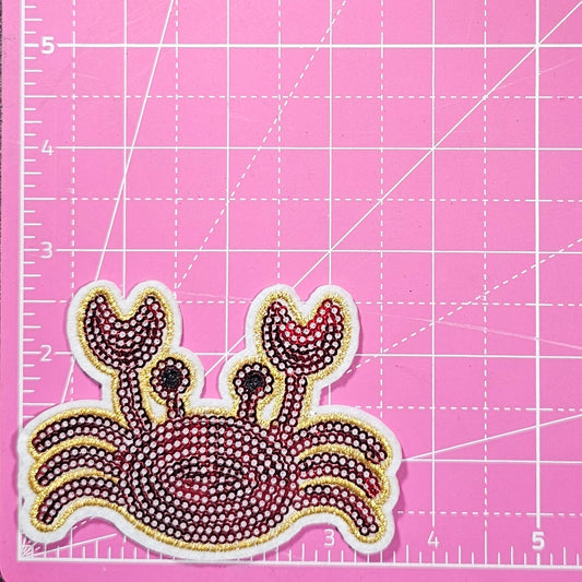 Crab Red Sequin Iron On Patch