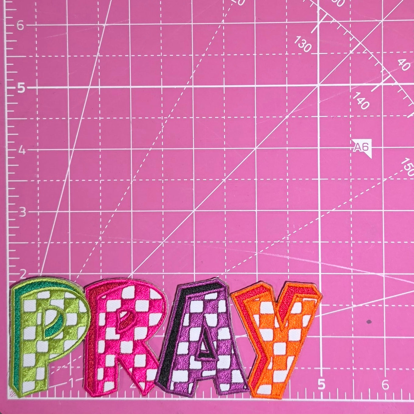 Pray Checkered Colorful Embroidery Iron On Patch