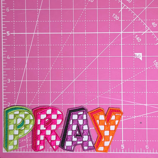 Pray Checkered Colorful Embroidery Iron On Patch