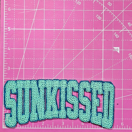 Sunkissed Turquoise Sequin Glitter Iron On Patch