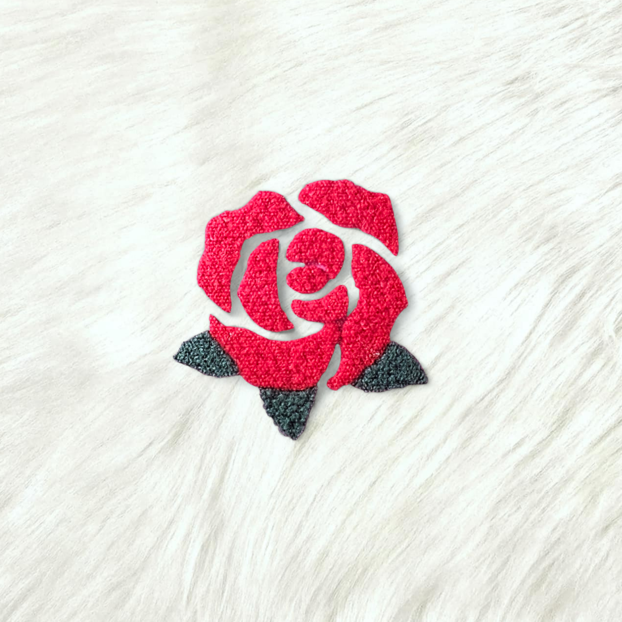 Rose Derby Flower Small Fluffy Fuzzy Transfer Patch