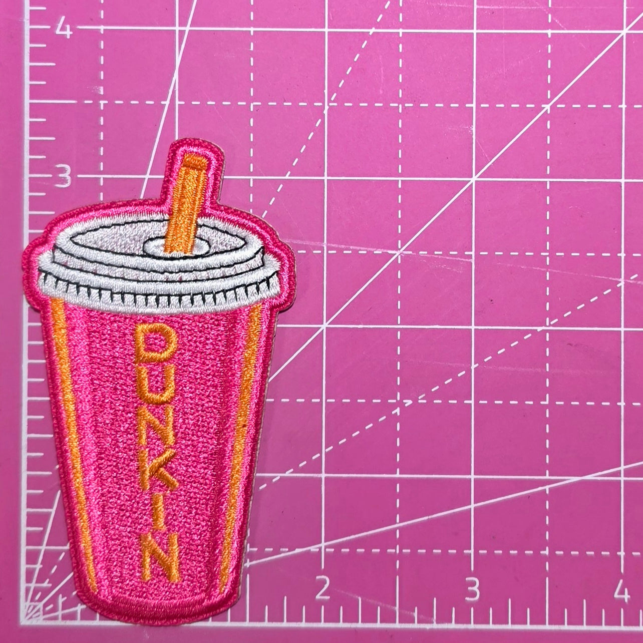 Coffee Pink Orange Embroidery Iron On Patch