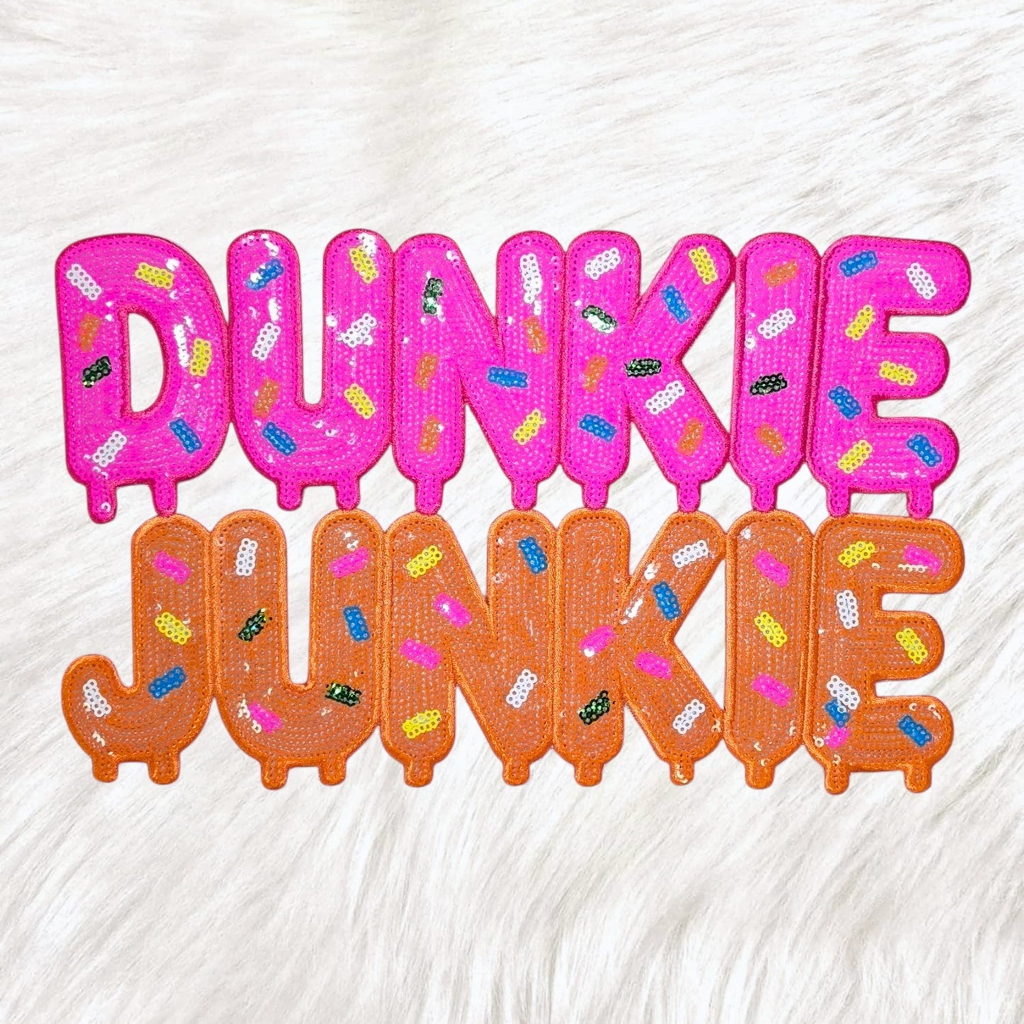 Dunkie Junkie Sprinkle Drip Sequin Large Iron On Patch