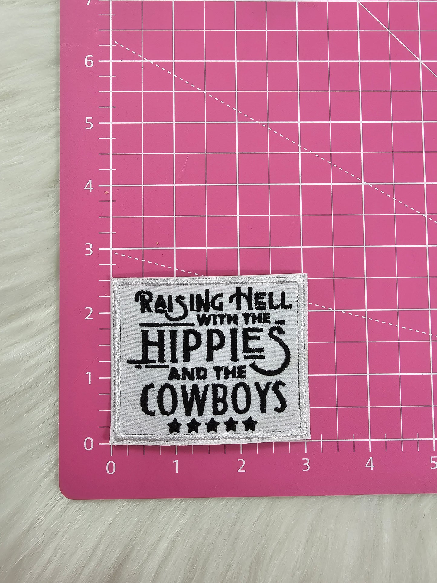 'Raising Hell With The Hippies And The Cowboys' Western Embroidery Iron On Patch