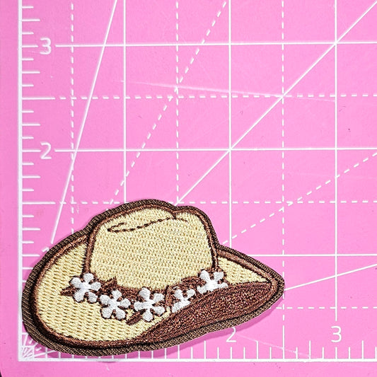 Floral Cowgirl Hat Western Embroidery Iron On Patch