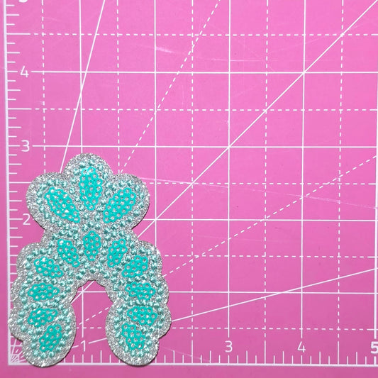 Squash Blossom Concho Jewelry Turquoise Sequin Silver Glitter Iron On Patch