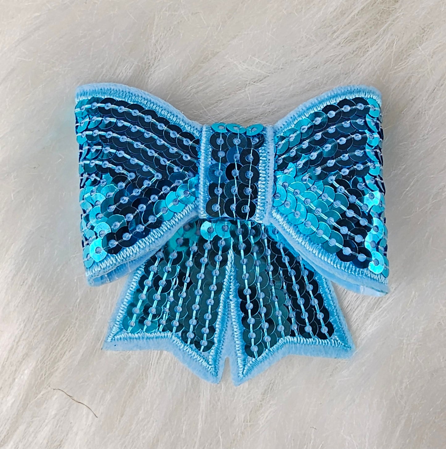 Small Sequin Bow Iron On Patch