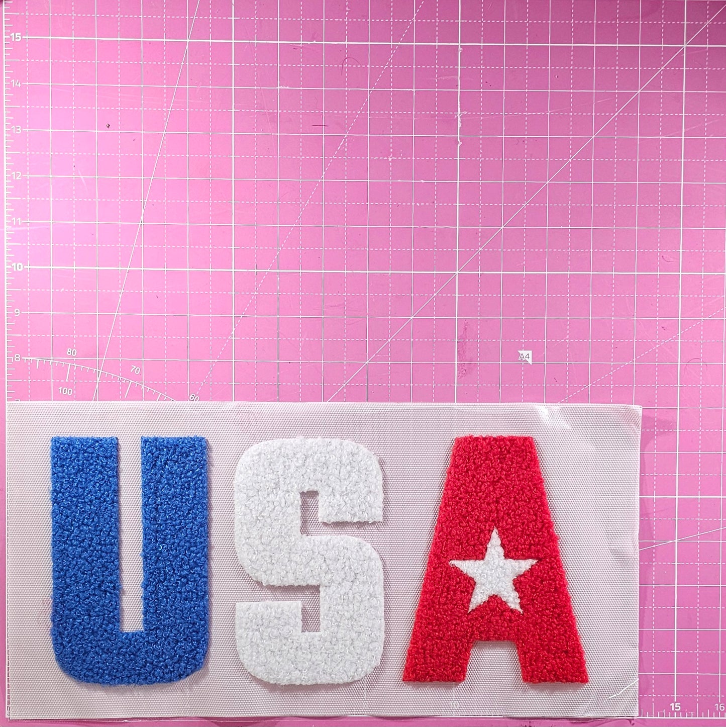 USA Patriotic Fluffy Fuzzy Transfer Patch