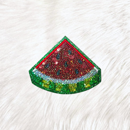 Watermelon Slice Sequin Green Glitter Iron On Patch
