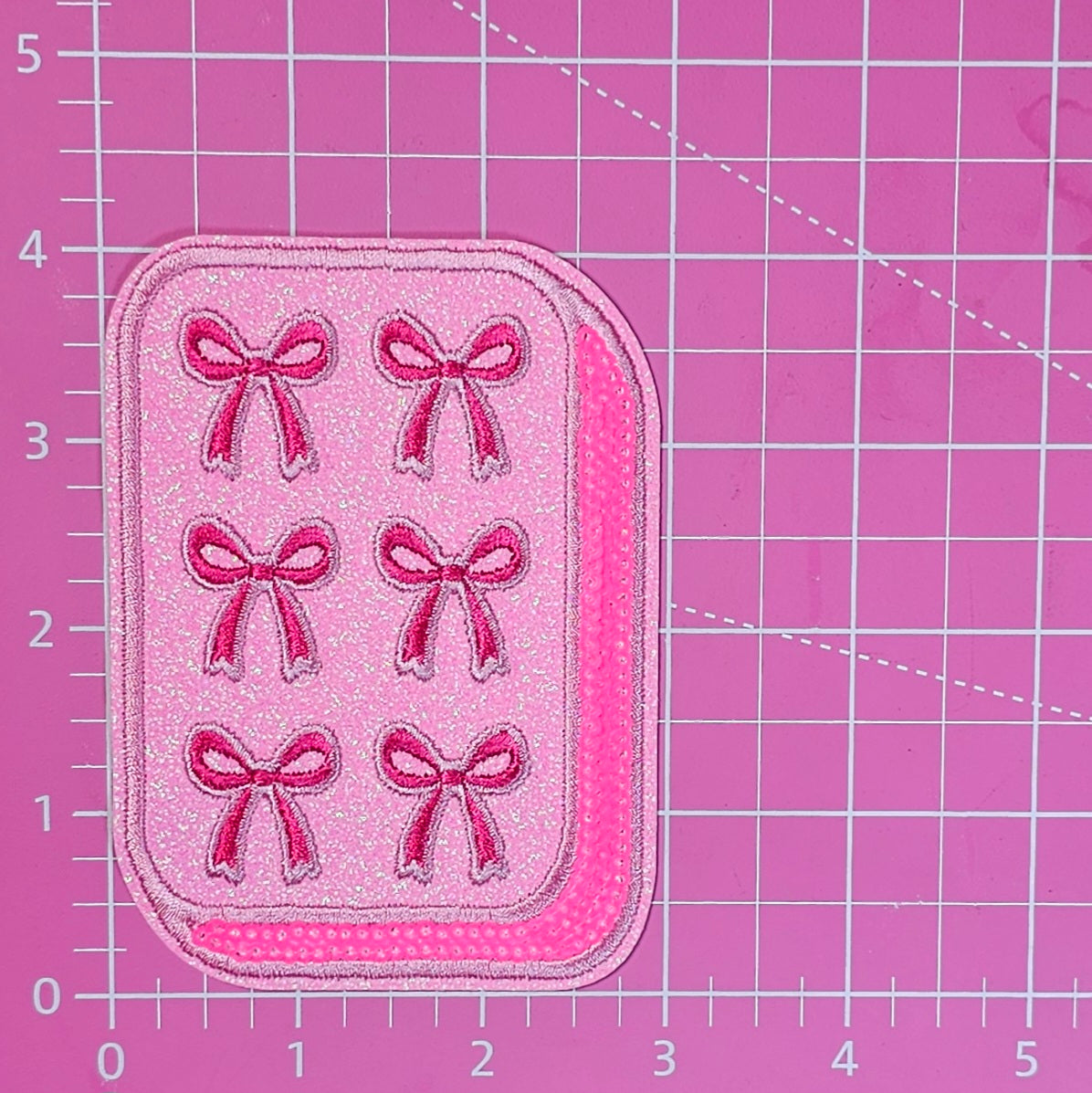 Mahjong Tile Pink Sequin Glitter Iron On Patches