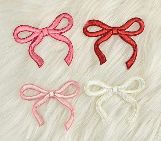 Croquette Bow Embroidery Iron On Patch