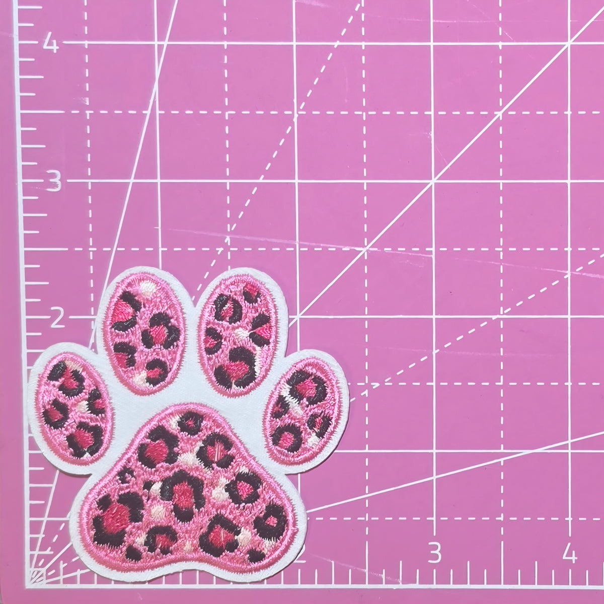 Paw Print Pink Leopard Embroidery Iron on Patch