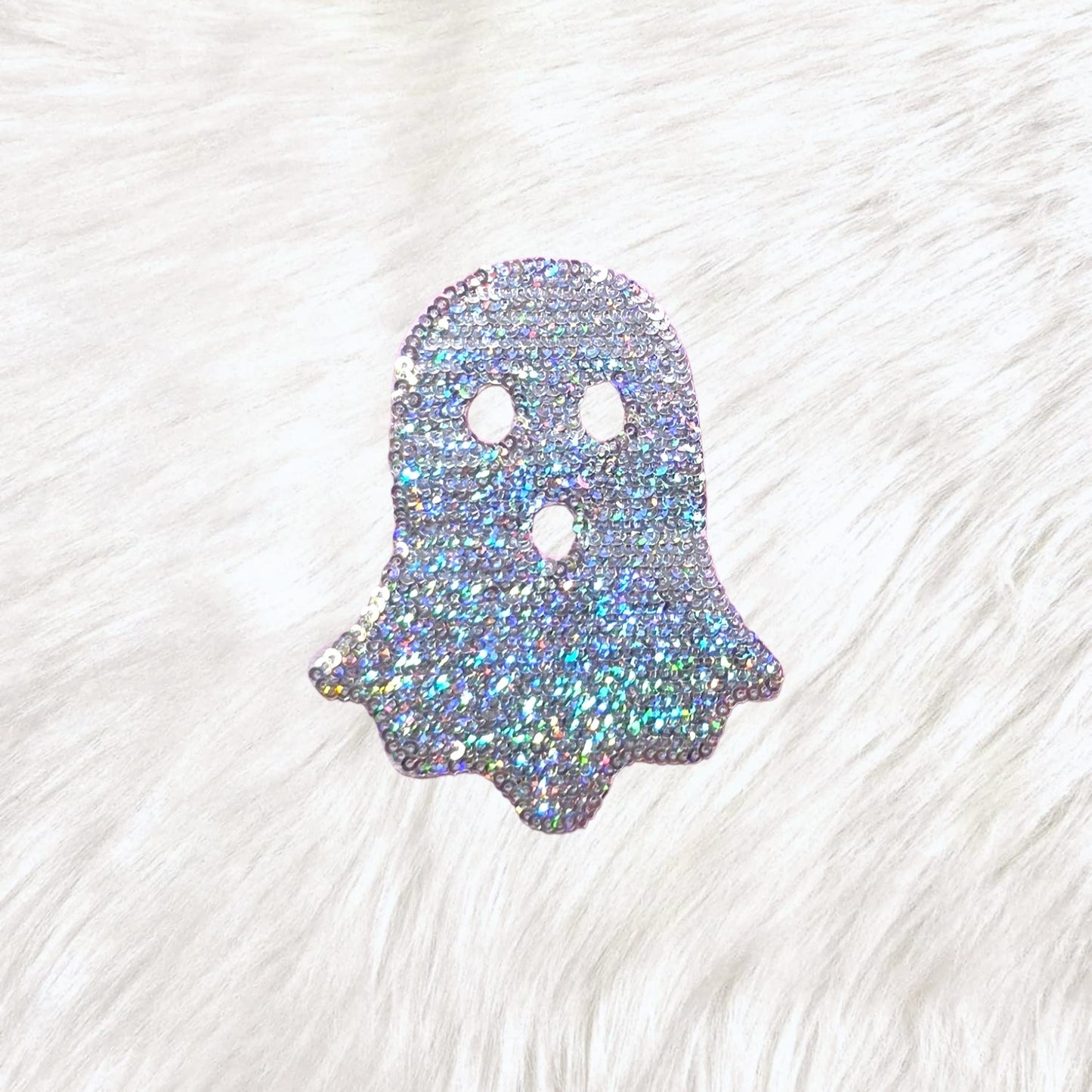 Ghost Halloween Holographic Sequin Small Iron on Patch