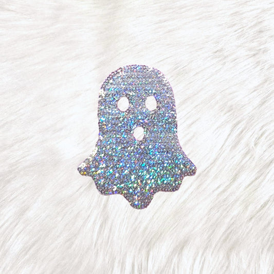 Ghost Halloween Holographic Sequin Small Iron on Patch