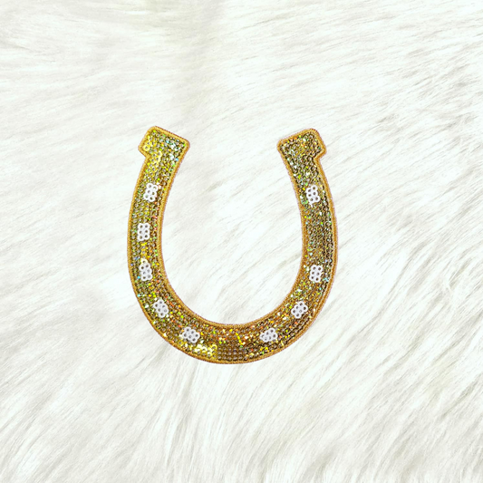 Horseshoe Sequin Small Iron On Patch