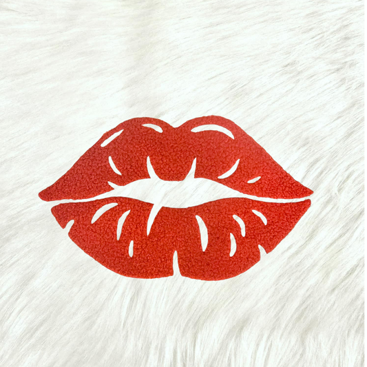 Lips Kiss Fluffy Fuzzy Transfer Patch