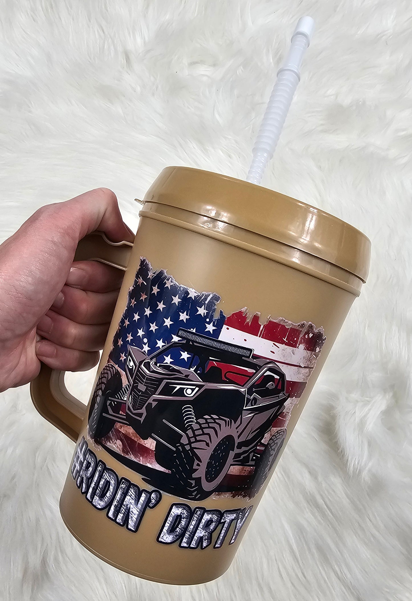 #RidinDirty American Flag SXS ATV HIP SIPS Mega Mug 34oz