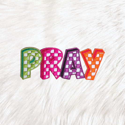 Pray Checkered Colorful Embroidery Iron On Patch
